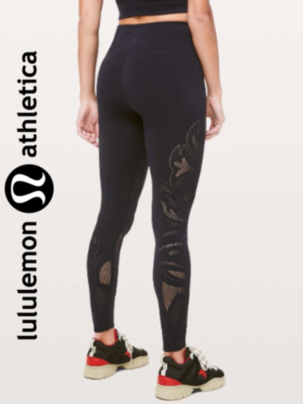 Lululemon Reveal Tight Leggings - En Avante - Black EUC Size 4 - 25" Length